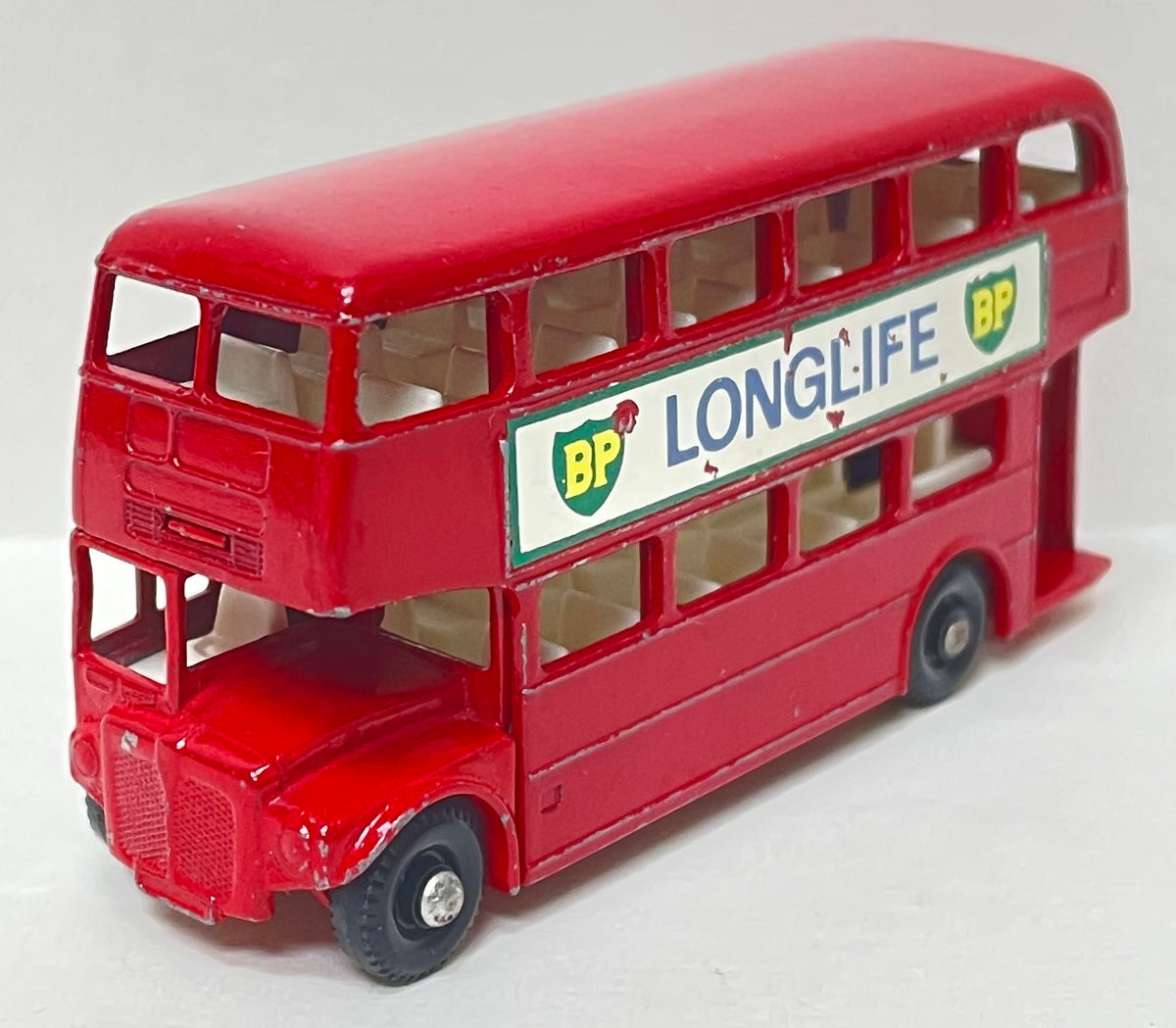 Bus à étage LESNEY 1/80 N°5 Rouge - Miniature Métal Avec Boîte, Vintage
