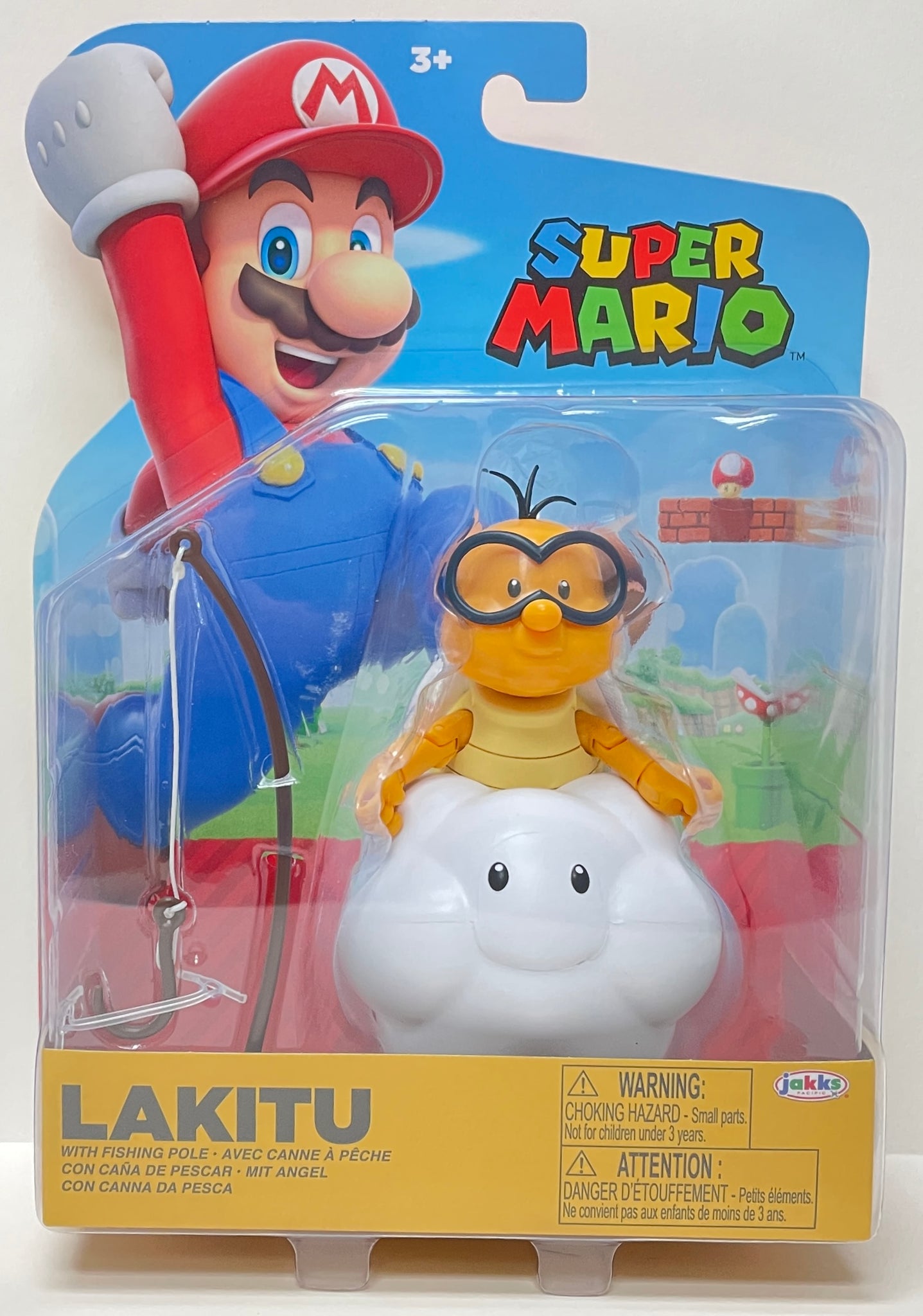 cloud with fishing pole super mario Super Mario Lakitu with Fishing Pole 4" Jakks Pacific Action Figure
