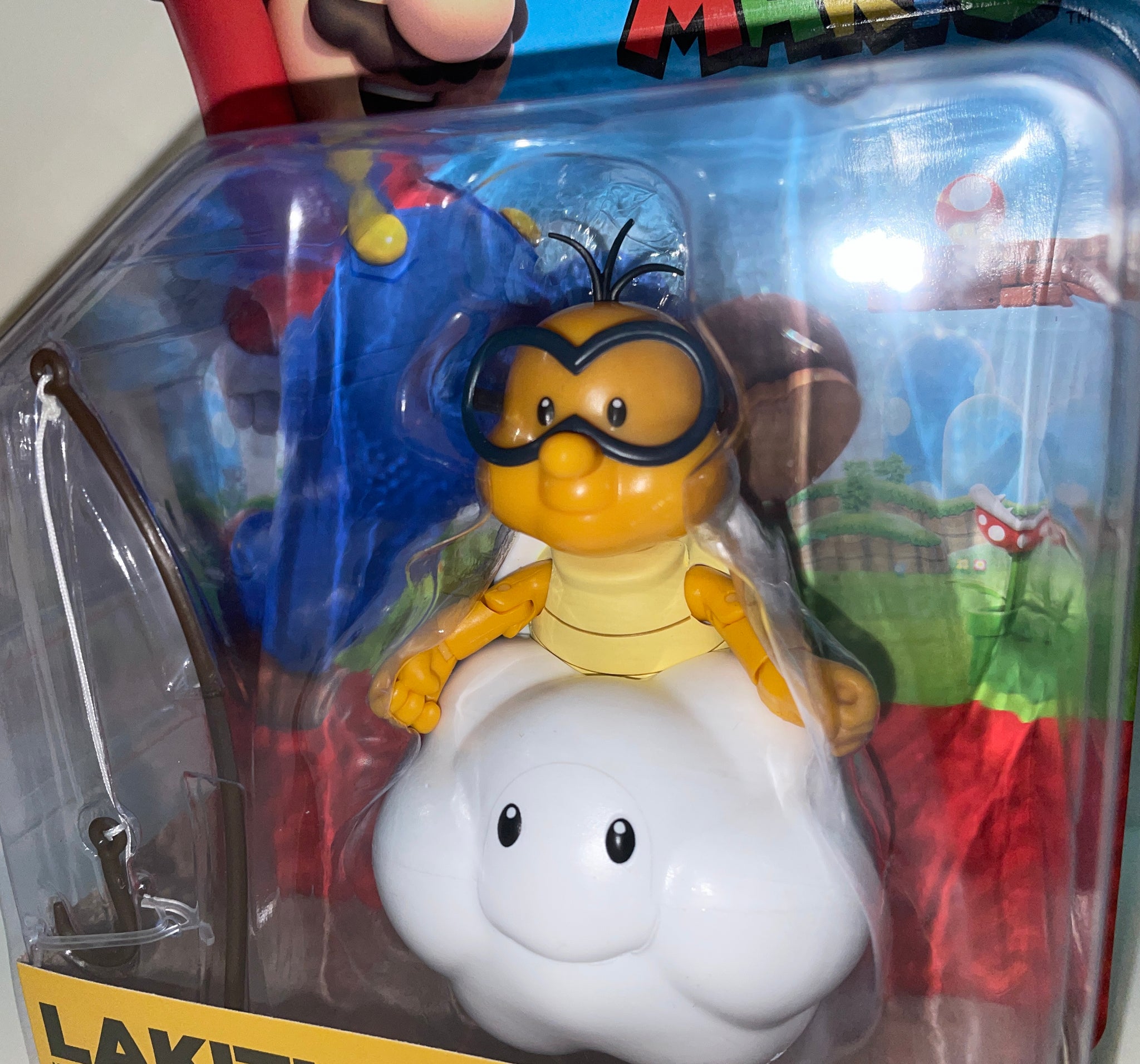 cloud with fishing pole super mario World of Nintendo Super Mario Lakitu 4” Articulated Figure with Fishing Pole