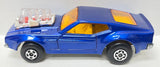Lesney Matchbox 1973 Superfast #10 Mustang Piston Popper Rola-Matic (Rola-Matics Function Works)  | Blue Body | Clear Engine | Red Pistons