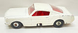 Lesney Matchbox 1966 Regular Wheels #8 Ford Mustang | Wheel Turning Switch | White Body | Red Tow Hook Black Base Silver Hubcaps