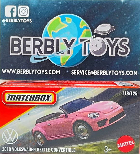 Matchbox 2019 Volkswagen Beetle Convertible (Pink) Power Grabs 118/125 Diecast 1:64 Model