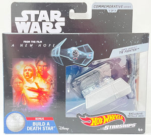 Hot Wheels Starships Star Wars Darth Vader's Tie Fighter w/ BONUS Death Star Piece | Commemorative Series 4 of 9