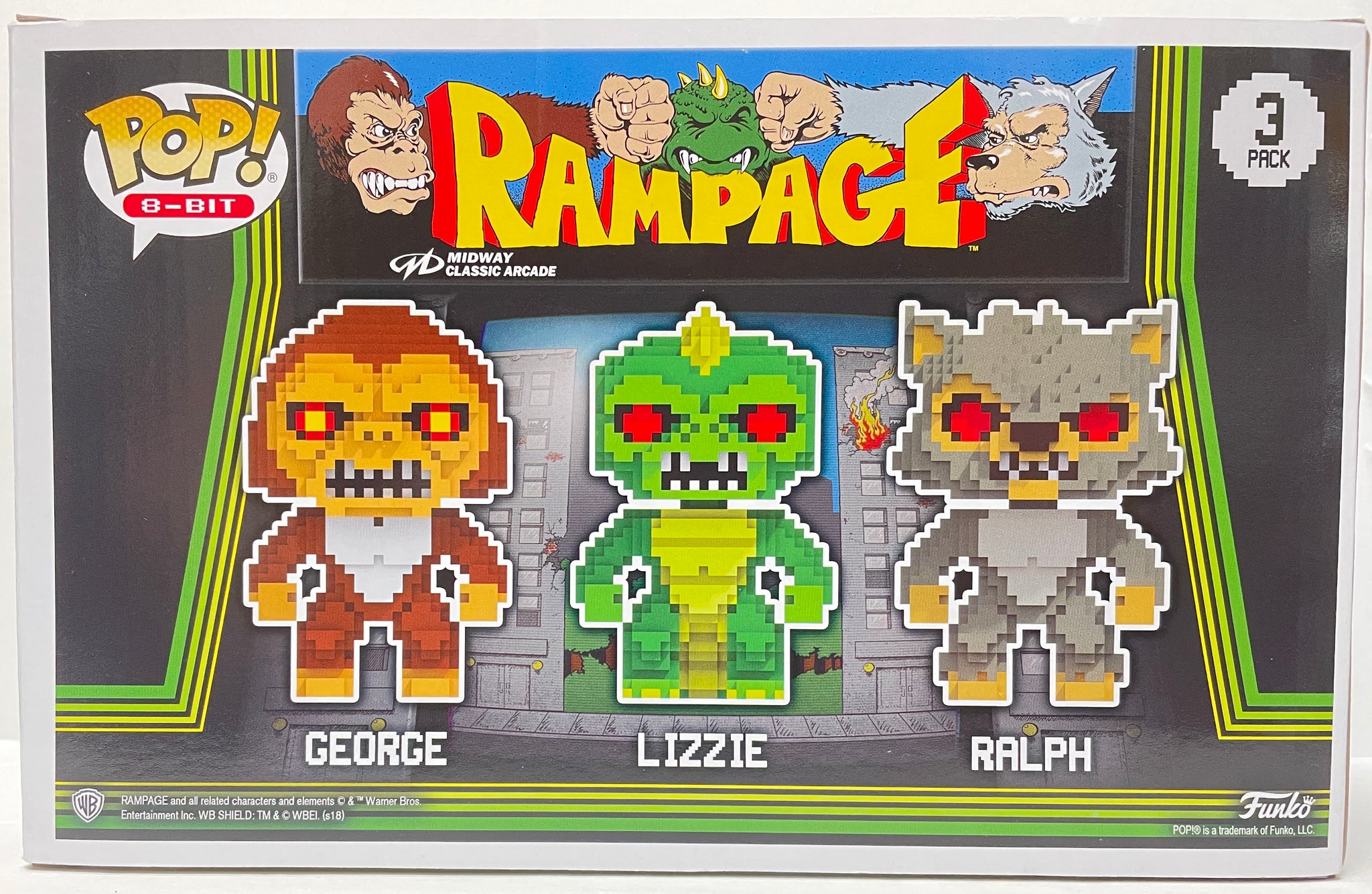 Rampage 8-Bit George, Lizzie on sale & Ralph 3-Pack Funko Pop!