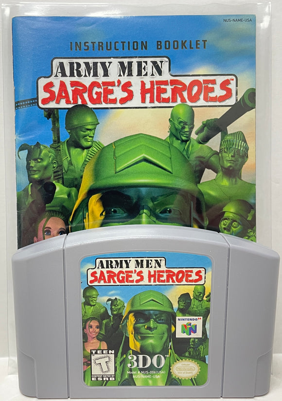 Army Men Sarge's Heroes Nintendo 64 N64 Original Game with Manual | 1999 Tested & Cleaned | Authentic